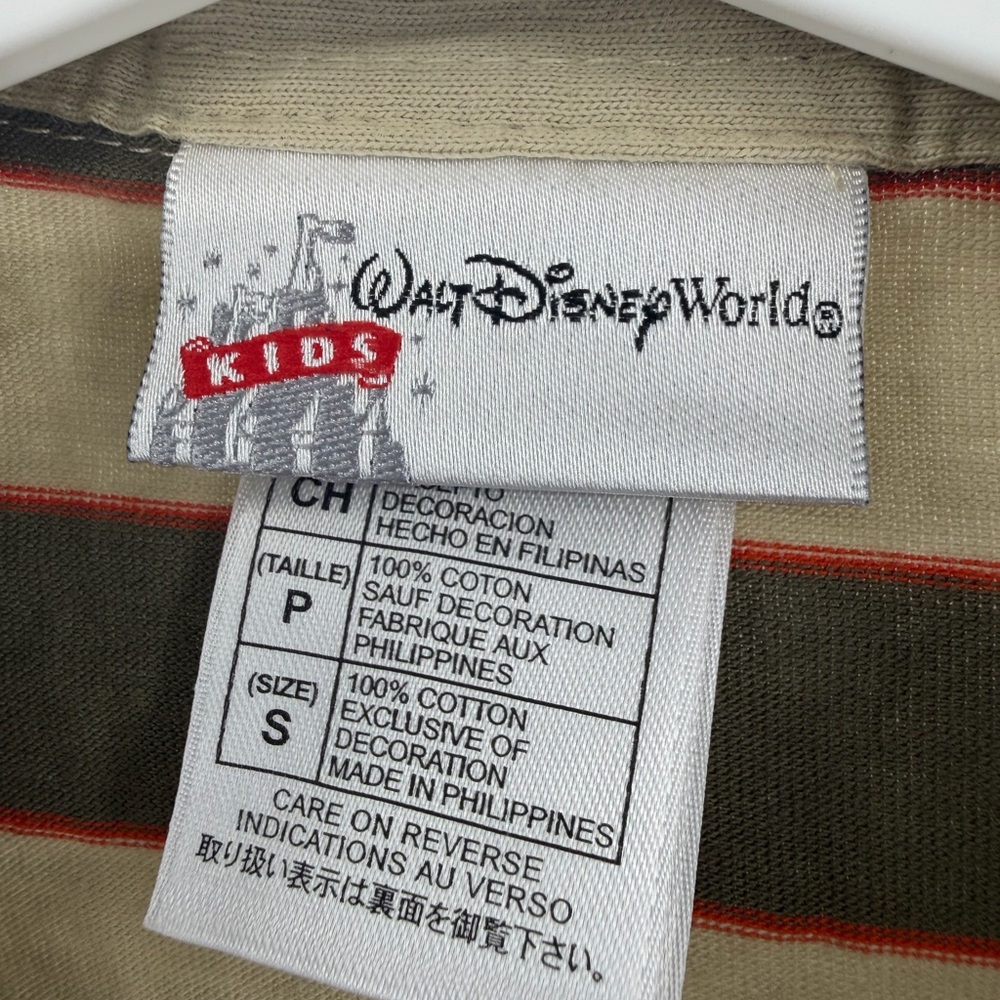 Walt Disney World Mickey Striped Brown Polo Short Sleeve Shirt Size Small Kids - Picture 4 of 6